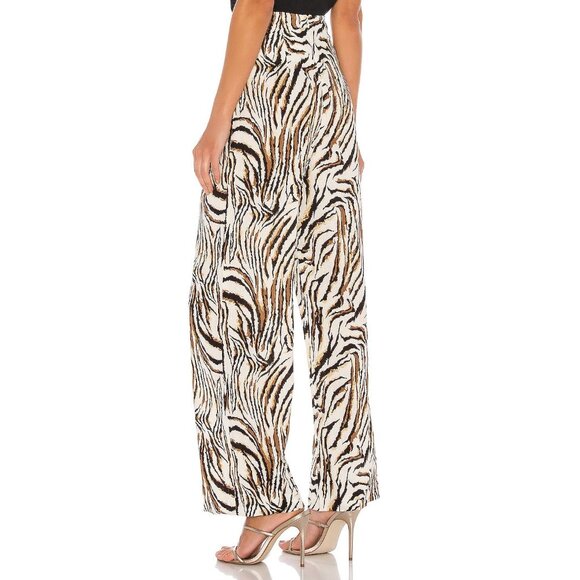 Revolve L'ACADEMIE The Dinnie Linen Blend Wide Leg Pant in Tiger Print Size S - Picture 3 of 11